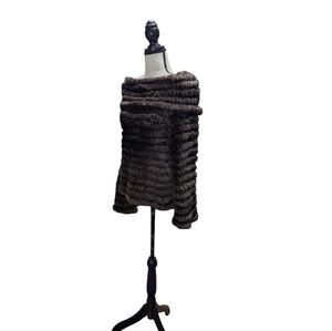 BCBGMaxAzria Textured Brown Off-Shoulder Sweater